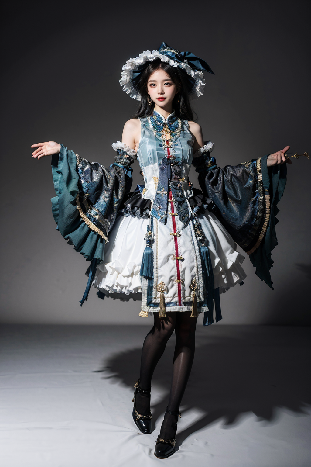 00164-2145220905-best quality, quality, masterpiece, photorealistic, standing, 1girl, solo, full body, cns attire, layered dress, hat, detached s.png